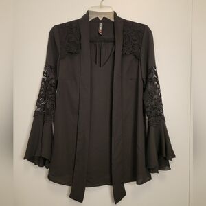 Colori Black Lace Bell Sleeve Blouse Whimsigoth Size Small